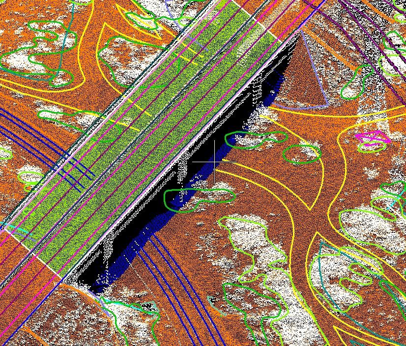 Nube de puntos de corredor vial con diseño geométrico